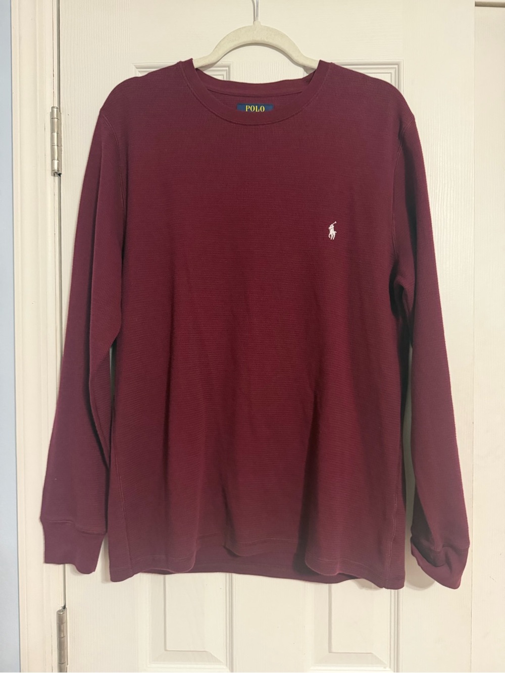 Polo Ralph Lauren Long Sleeve Thermal Tee - Burgundy with White Pony large